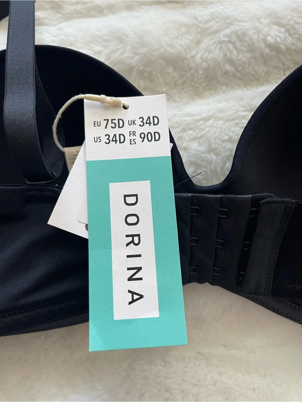Dorina Patricia recycled micro strapless balcony bra in black Size 34D